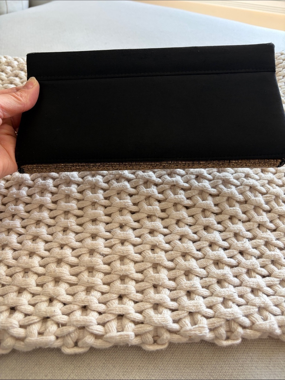 Vintage! Beaded Striped Clutch - Black, Gold & Silver - Picture 3 of 5